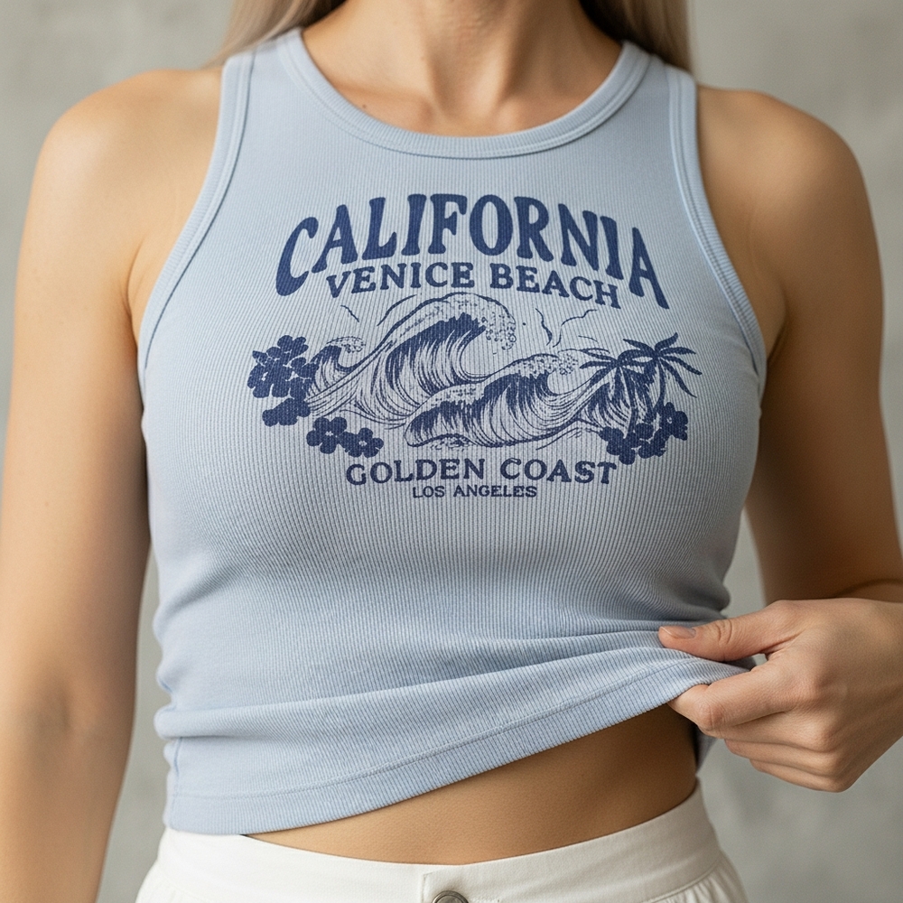 No Boundaries California Graphic Tank Top - Light Blue